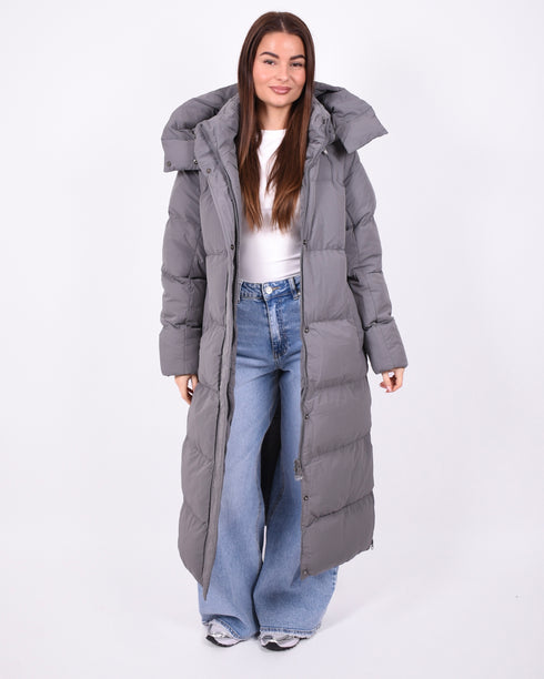 maxi puffer coat grey