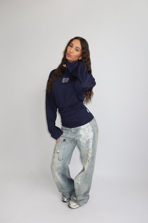 priority monogram snatched longsleeve navy