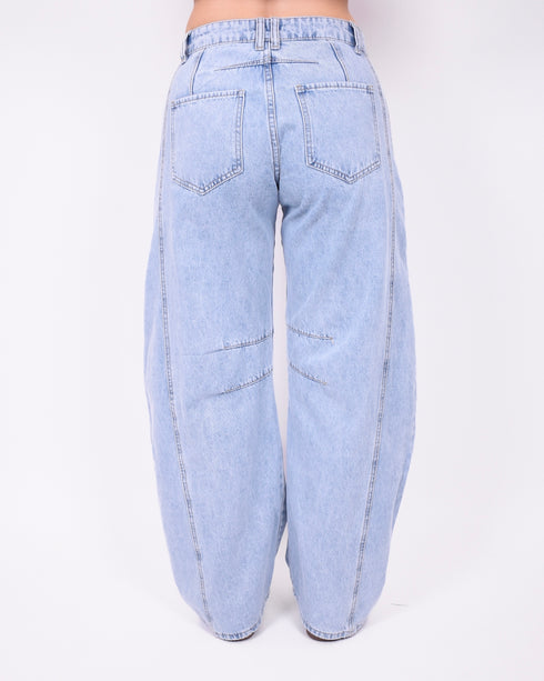 lined balloon jeans blue