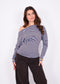 Striped off shoulder top blue/brown