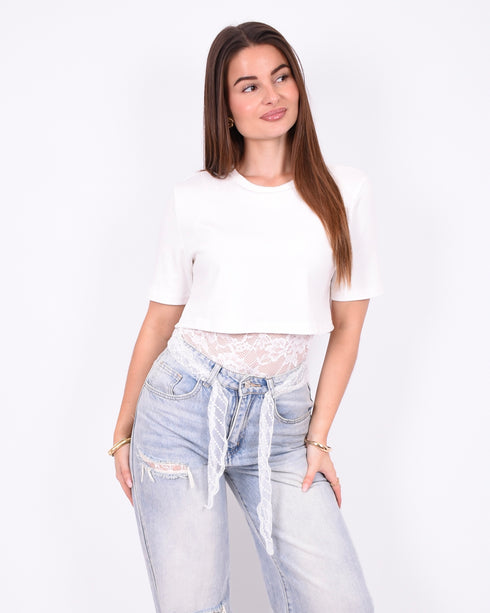 lace layered body white