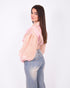 striped mesh blouse pink/yellow