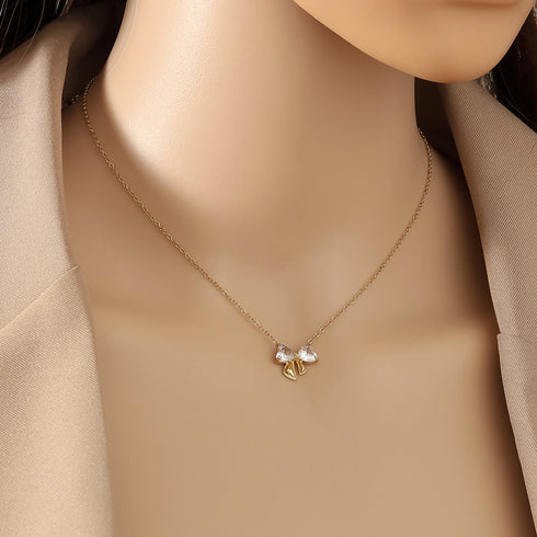Diamond bow necklace