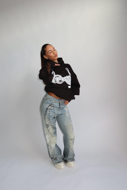 Priority spice Lace hoodie black