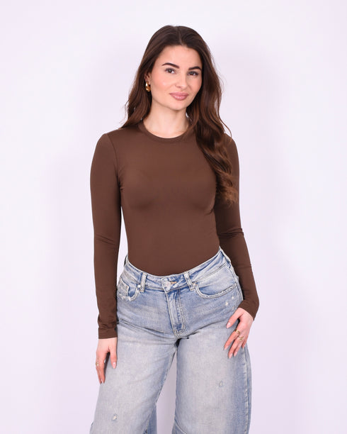 Basic long sleeve top Brown