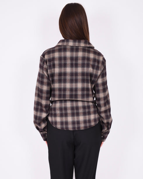 snatch checkered blouse taupe