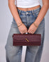 Gevlochten pu clutch bordeaux