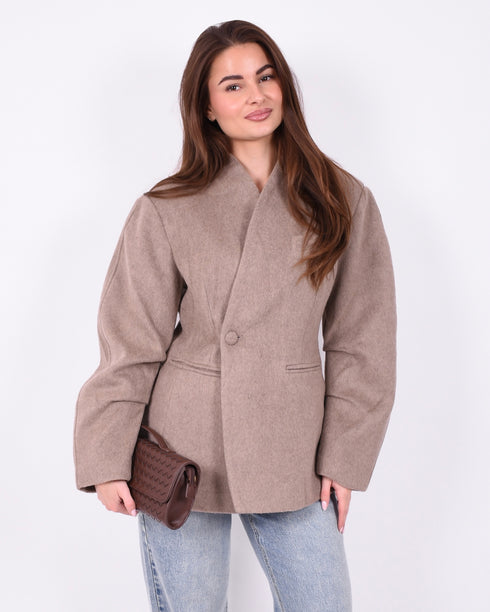 wool blazer taupe