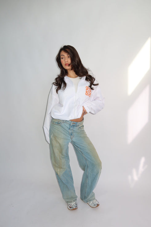 Priority monogram windjacket white/orange