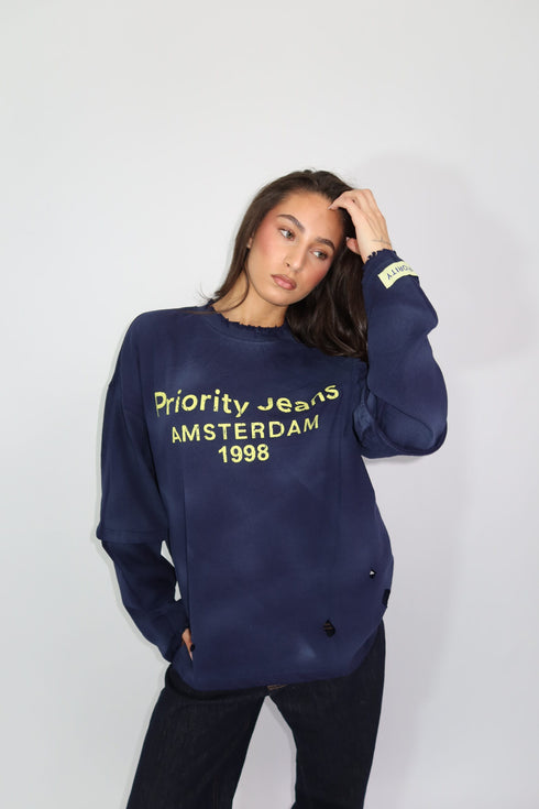 Priority Destroyed Amsterdam longsleeve navy