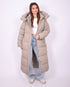 Maxi puffer coat taupe