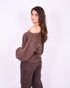fluffy off shoulder sweater brown