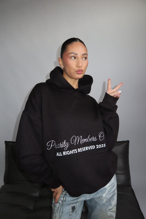 priority members hoodie black