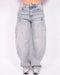 Light vintage barrel cargo stretch jeans