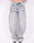 Light vintage barrel cargo stretch jeans