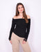 off shoulder lace detail top black