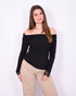 off shoulder lace detail top black