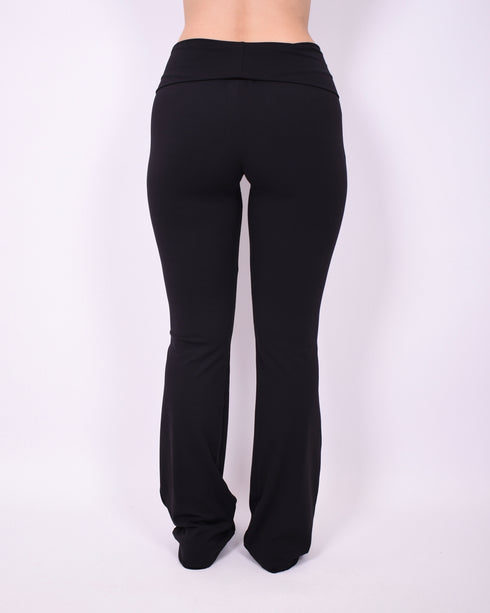fold over flared pants black