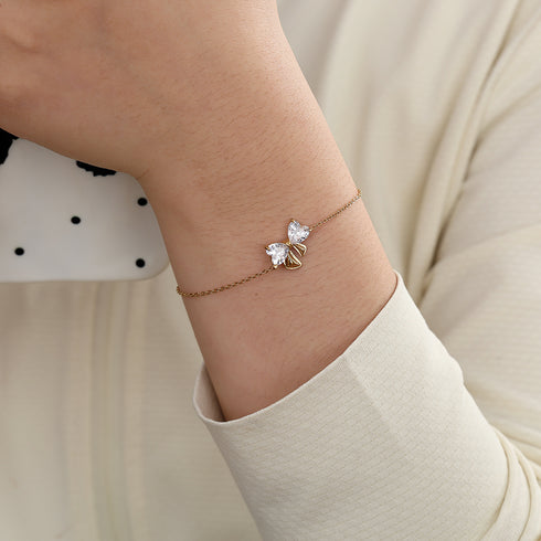 Diamond bow bracelet