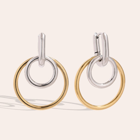 Round earrings silver/gold