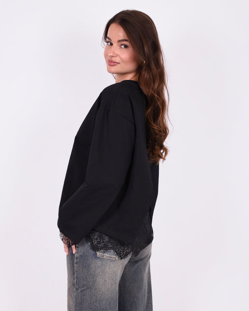 Lace split longsleeve black