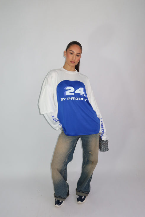 Priority paneled longsleeve blue