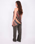satin striped halter top green