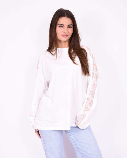 Lace detail longsleeve white