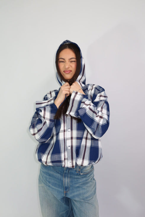 priority checkered jacket blue