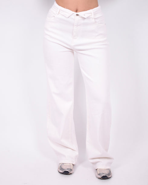 foldover stretch jeans off white