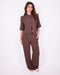 Linnen split blazer set brown