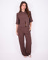 Linnen split blazer set brown