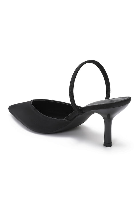 Satin heels black