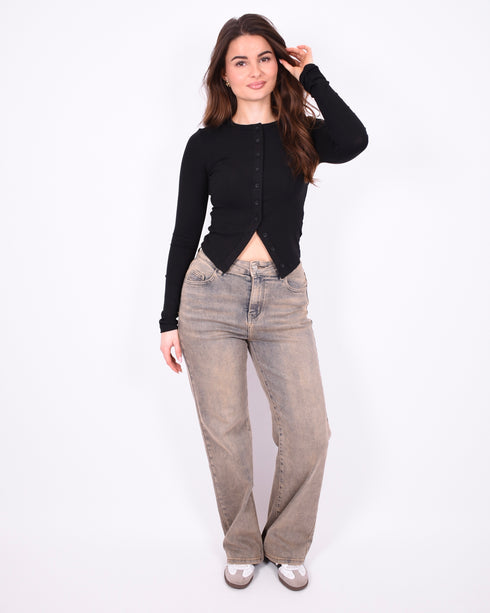 Elena button top black