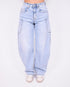 Barrel cargo stretch jeans light blue