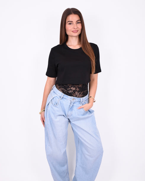 lace layered body black