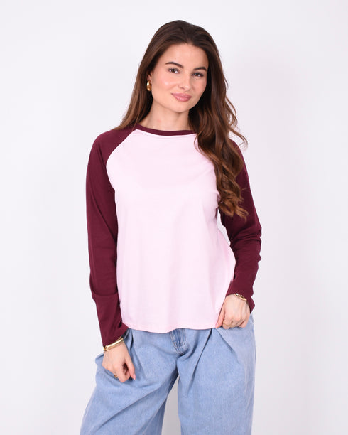 baseball longsleeve pink/bordeaux