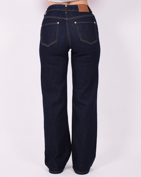 Gold detail stretch jeans dark blue