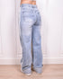folded stripe stretch jeans blue