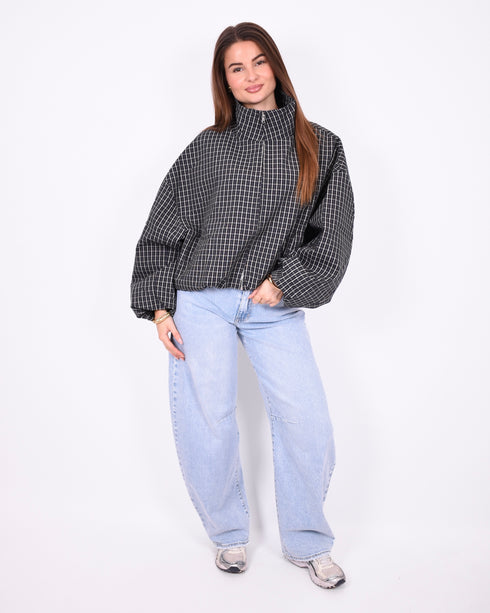checkered bomber windjacket black