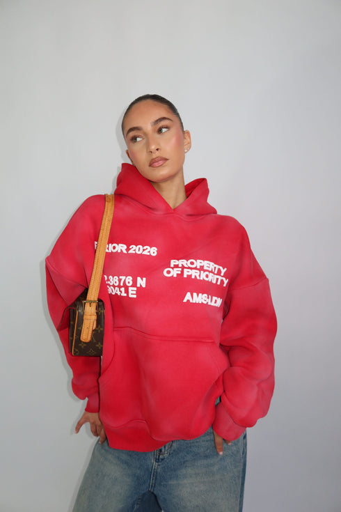 priority AMS-LDN hoodie red