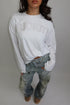 Priority Distressed logo longsleeve white