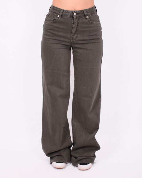 tall wide leg stretch jeans dark green