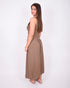 One shoulder linnen maxi dress taupe