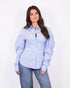 striped balloon blouse blue