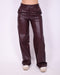 Braided leather pants bordeaux