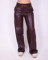 Braided leather pants bordeaux