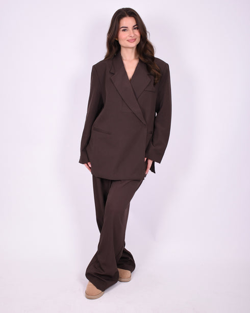 bibi boxy fit blazer brown