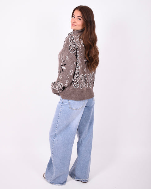 Paisley knit vest beige