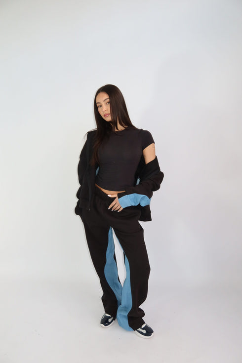 Priority denim tracksuit black